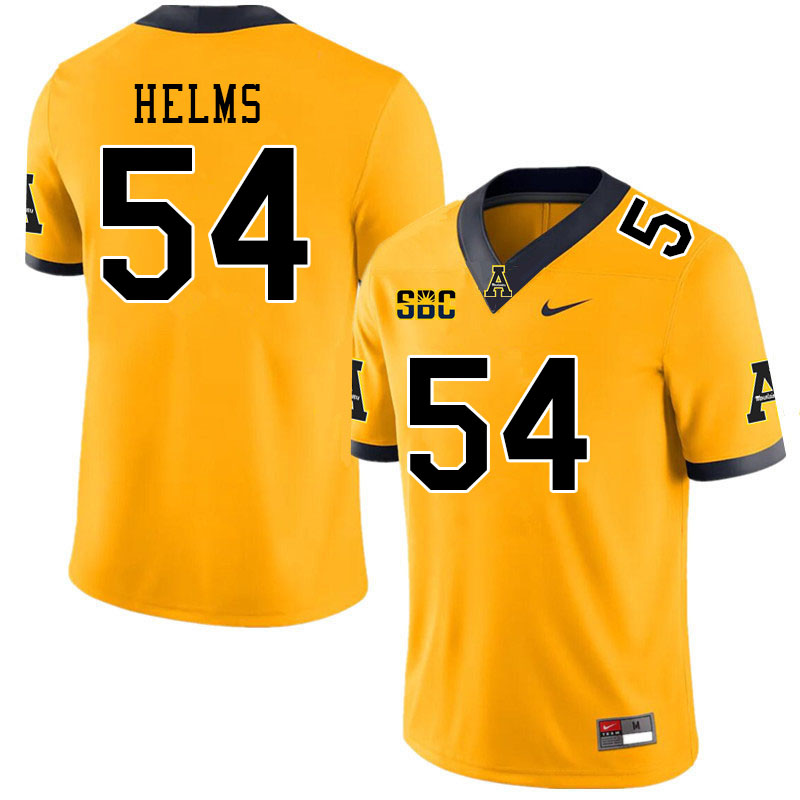 Men #54 Isaiah Helms Appalachian State Mountaineers College Football Jerseys Stitched Sale-Gold
